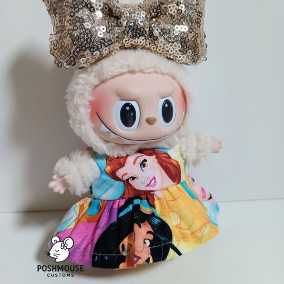 Labubu Disney Princess Belle Dress with Oversized Sparkle Bow Outfit - Picture 4 of 6